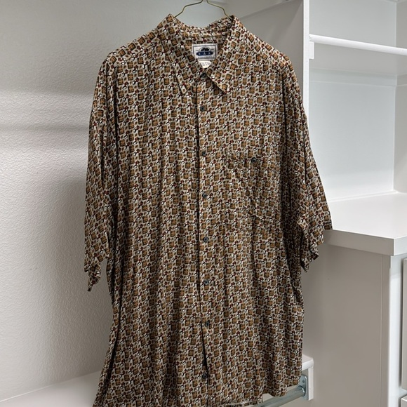 NAK Men’s Short Sleeve 100% Rayon XL Button Down Lightweight Print Dress Shirt - Picture 12 of 12